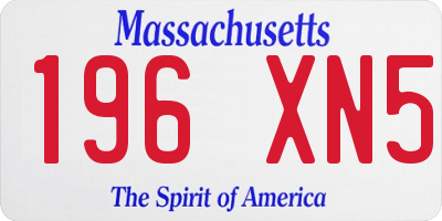 MA license plate 196XN5