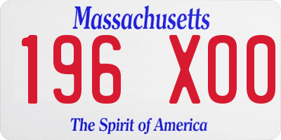 MA license plate 196XO0