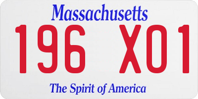 MA license plate 196XO1