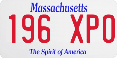 MA license plate 196XP0