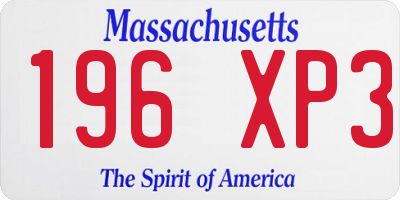 MA license plate 196XP3