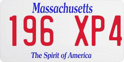 MA license plate 196XP4