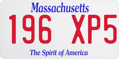 MA license plate 196XP5