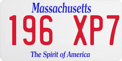 MA license plate 196XP7