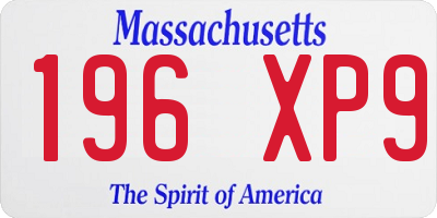 MA license plate 196XP9