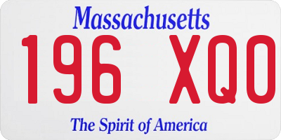 MA license plate 196XQ0