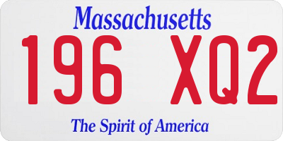 MA license plate 196XQ2