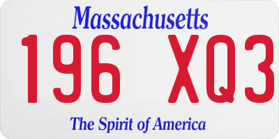 MA license plate 196XQ3