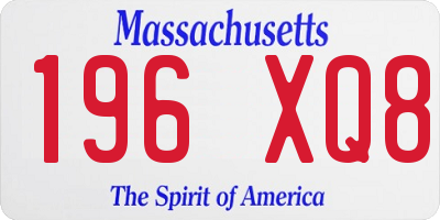 MA license plate 196XQ8