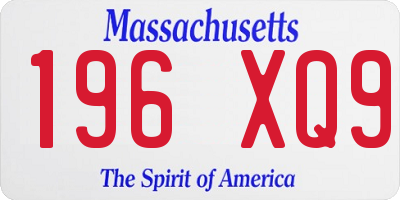 MA license plate 196XQ9