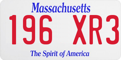 MA license plate 196XR3