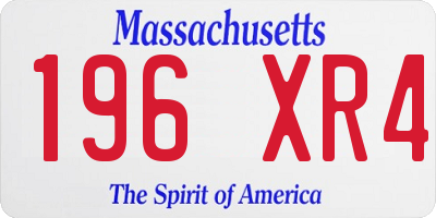 MA license plate 196XR4