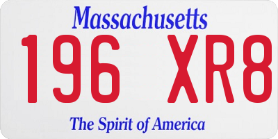 MA license plate 196XR8