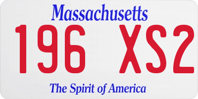 MA license plate 196XS2