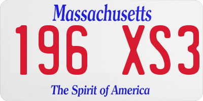 MA license plate 196XS3