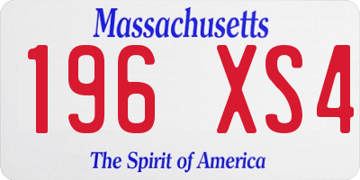 MA license plate 196XS4