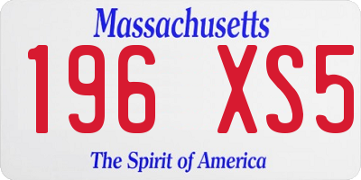 MA license plate 196XS5