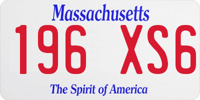 MA license plate 196XS6