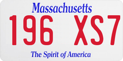 MA license plate 196XS7