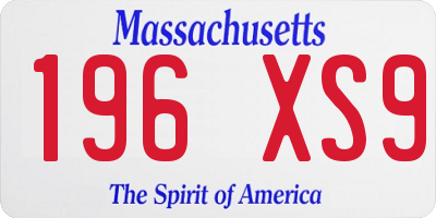MA license plate 196XS9