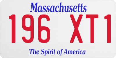 MA license plate 196XT1