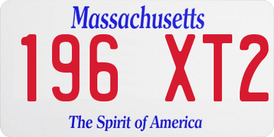 MA license plate 196XT2