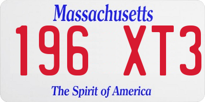 MA license plate 196XT3