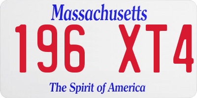 MA license plate 196XT4