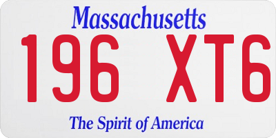 MA license plate 196XT6