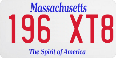 MA license plate 196XT8