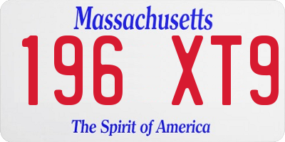 MA license plate 196XT9