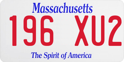 MA license plate 196XU2