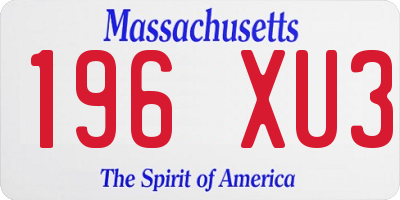 MA license plate 196XU3
