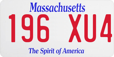 MA license plate 196XU4