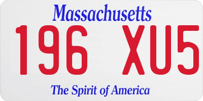 MA license plate 196XU5