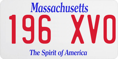 MA license plate 196XV0