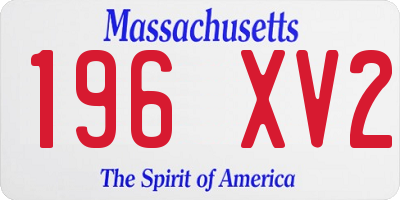 MA license plate 196XV2