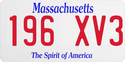 MA license plate 196XV3