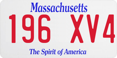 MA license plate 196XV4
