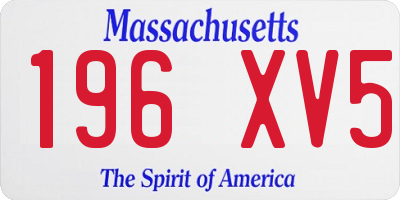 MA license plate 196XV5