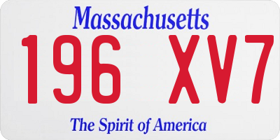 MA license plate 196XV7