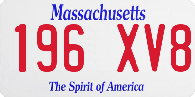 MA license plate 196XV8