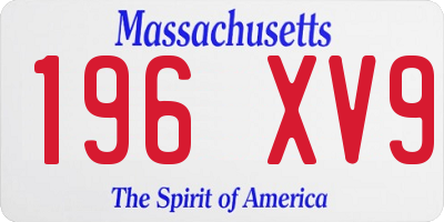 MA license plate 196XV9