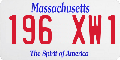 MA license plate 196XW1
