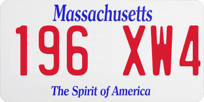 MA license plate 196XW4