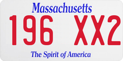 MA license plate 196XX2