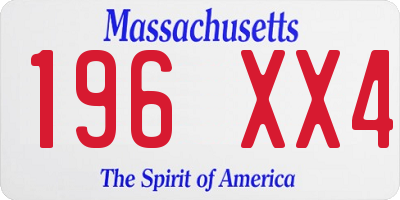MA license plate 196XX4