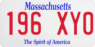 MA license plate 196XY0