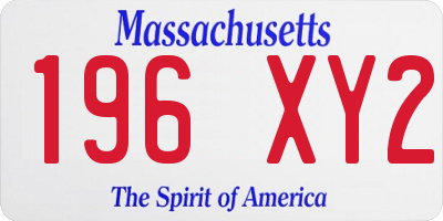 MA license plate 196XY2