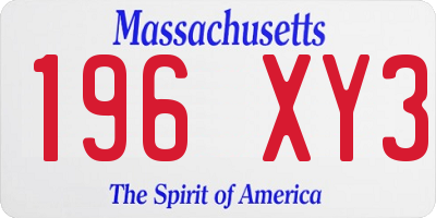 MA license plate 196XY3